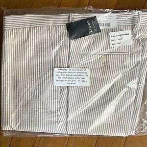 Kroon Andrew AIM Seersucker Pants – Tan/White, 100% Cotton, Size 44R, Flat Front